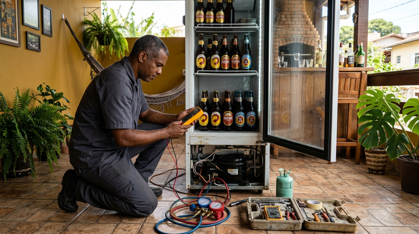 Conserto de placa eletrônica de cervejeira na Flórida, Praia Grande‑SP